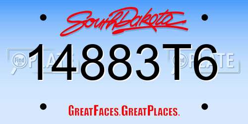 14883T6 South Dakota License Plate