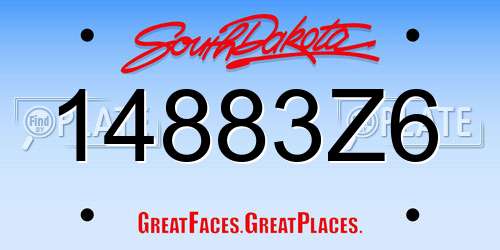 14883Z6 South Dakota License Plate