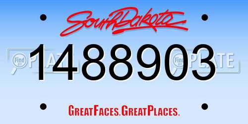 1488903 South Dakota License Plate