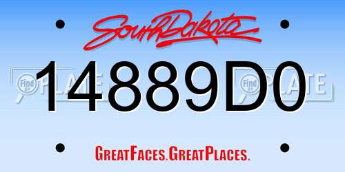 14889D0 South Dakota License Plate