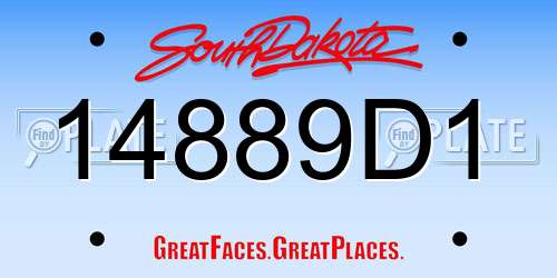 14889D1 South Dakota License Plate