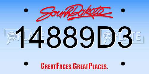 14889D3 South Dakota License Plate