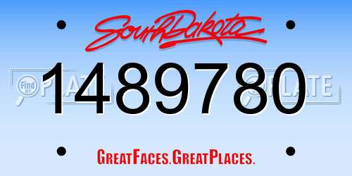 1489780 South Dakota License Plate