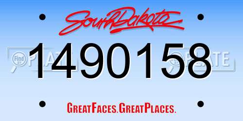 1490158 South Dakota License Plate