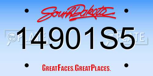 14901S5 South Dakota License Plate