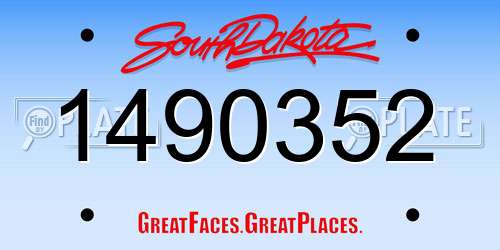 1490352 South Dakota License Plate
