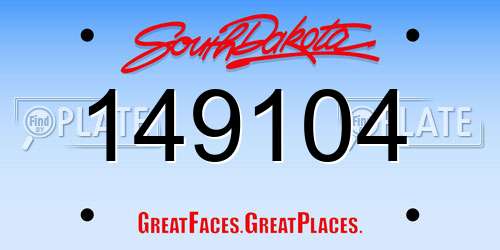 149104 South Dakota License Plate