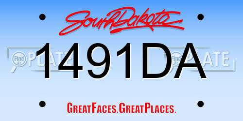 1491DA South Dakota License Plate