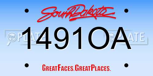 1491OA South Dakota License Plate