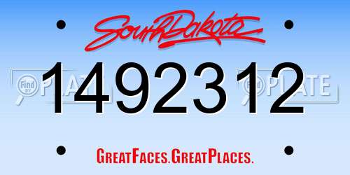 1492312 South Dakota License Plate