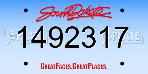 1492317 South Dakota License Plate