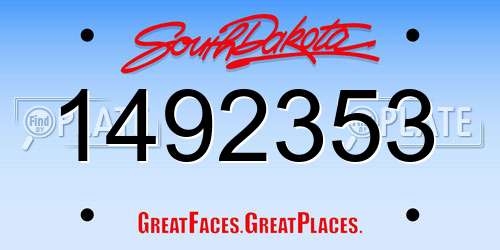 1492353 South Dakota License Plate