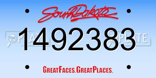 1492383 South Dakota License Plate