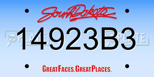 14923B3 South Dakota License Plate