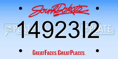 14923I2 South Dakota License Plate