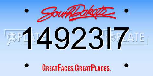 14923I7 South Dakota License Plate
