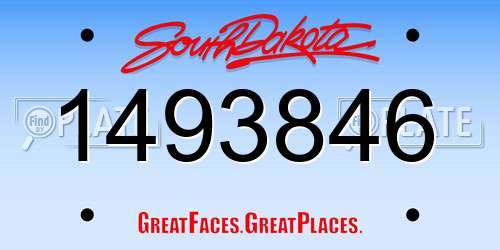 1493846 South Dakota License Plate