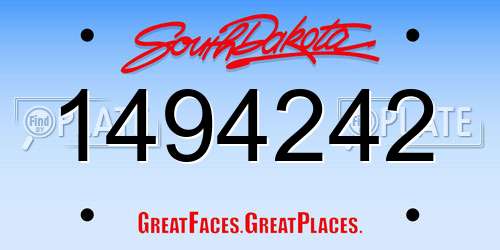 1494242 South Dakota License Plate