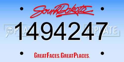 1494247 South Dakota License Plate