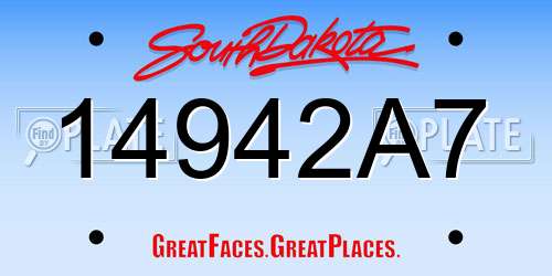 14942A7 South Dakota License Plate