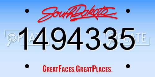1494335 South Dakota License Plate
