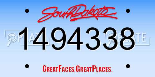 1494338 South Dakota License Plate