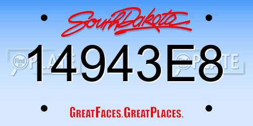 14943E8 South Dakota License Plate