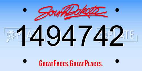 1494742 South Dakota License Plate