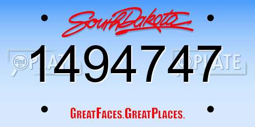 1494747 South Dakota License Plate
