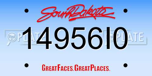 14956I0 South Dakota License Plate