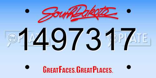 1497317 South Dakota License Plate