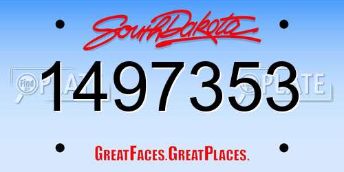 1497353 South Dakota License Plate