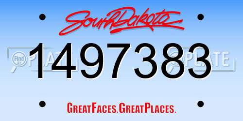 1497383 South Dakota License Plate