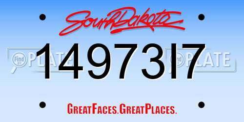 14973I7 South Dakota License Plate
