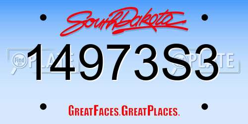14973S3 South Dakota License Plate