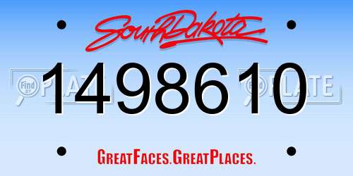 1498610 South Dakota License Plate