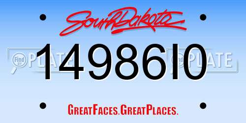 14986I0 South Dakota License Plate
