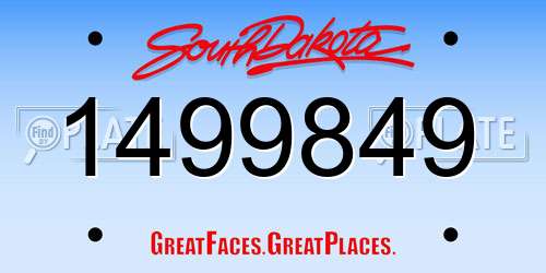 1499849 South Dakota License Plate