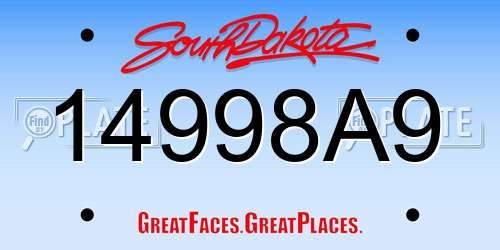14998A9 South Dakota License Plate