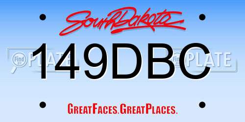 149DBC South Dakota License Plate