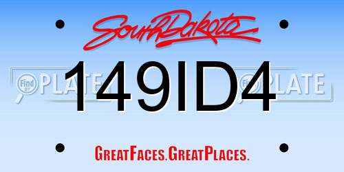 149ID4 South Dakota License Plate
