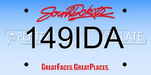 149IDA South Dakota License Plate
