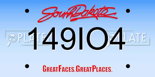 149IO4 South Dakota License Plate