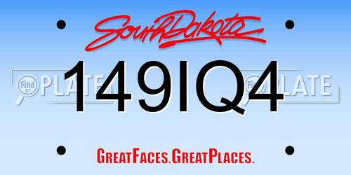 149IQ4 South Dakota License Plate