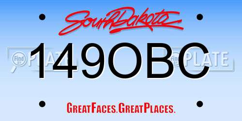 149OBC South Dakota License Plate