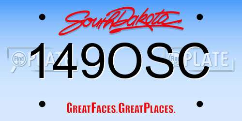 149OSC South Dakota License Plate