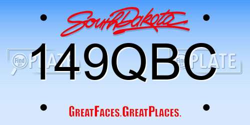 149QBC South Dakota License Plate