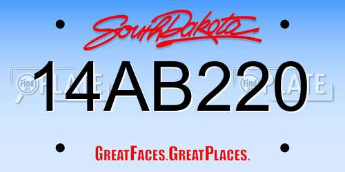 14AB220 South Dakota License Plate