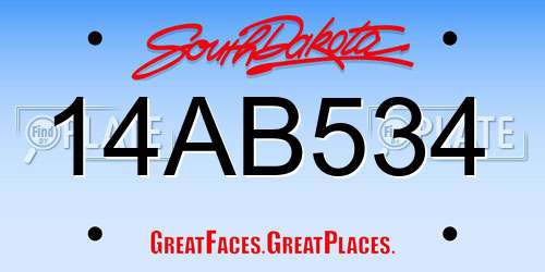 14AB534 South Dakota License Plate