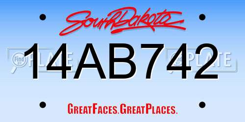 14AB742 South Dakota License Plate